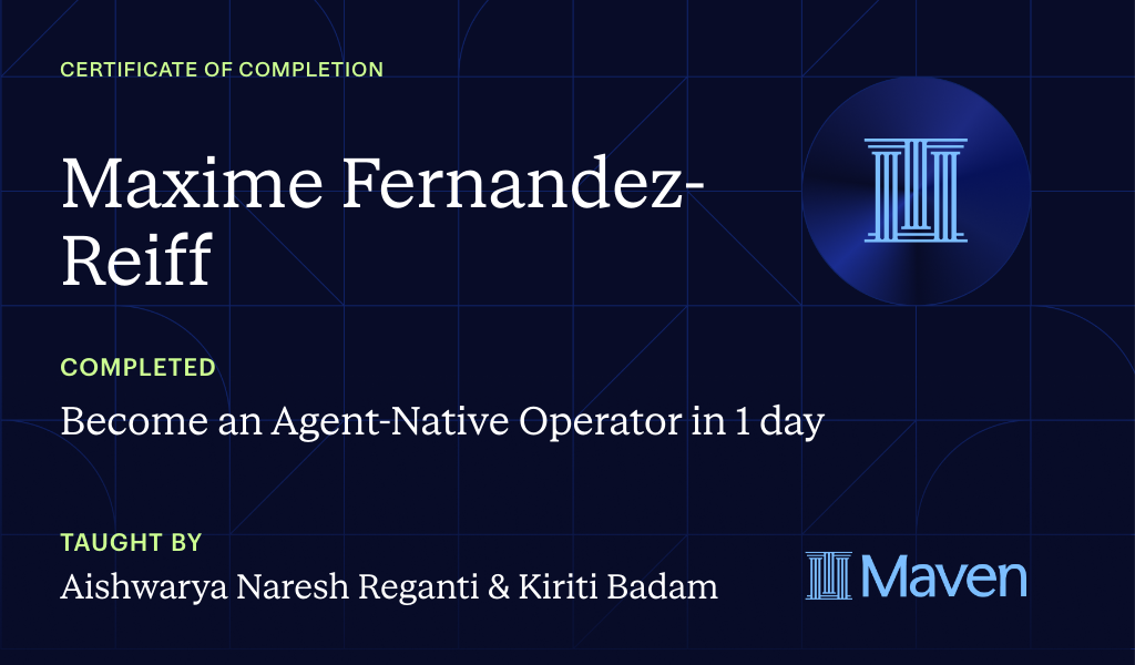 Certificate for Become an Agent-Native Operator in 1 day