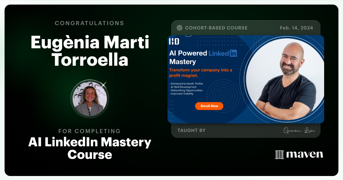 Certificate of Completion for The ASPIC Method, From Problem to Product in 5 Weeks