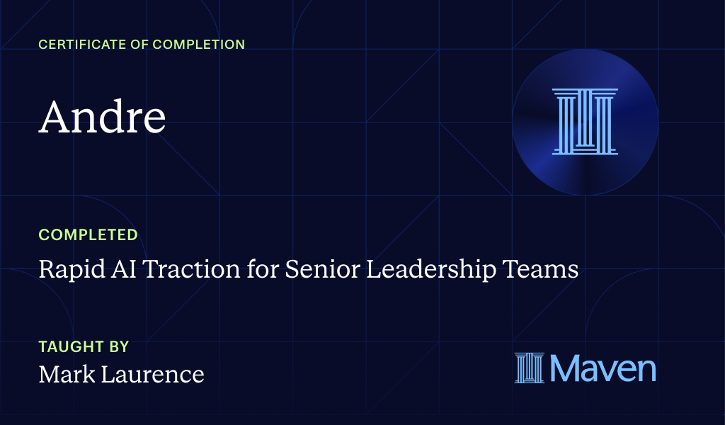 Certificate for Rapid AI Traction for Senior Leadership Teams