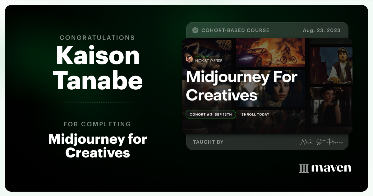 Certificate of Completion for Midjourney for Creatives