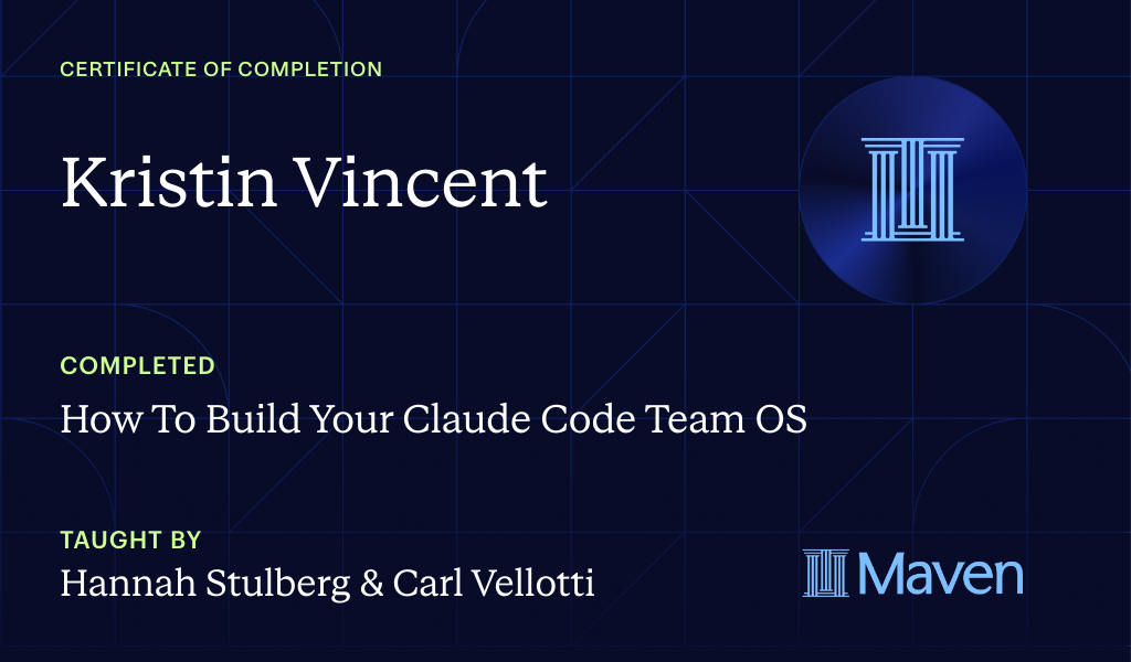 Certificate for How To Build Your Claude Code Team OS