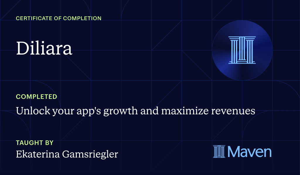 Certificate for Unlock your app's growth and maximize revenues