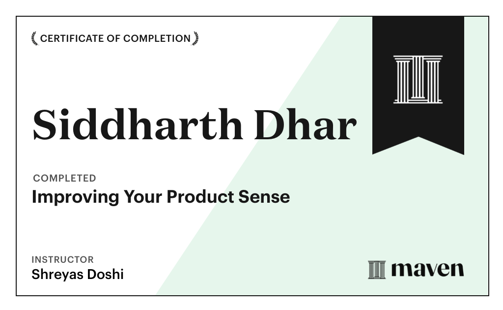 Certificate for World-class Product Sense in Practice