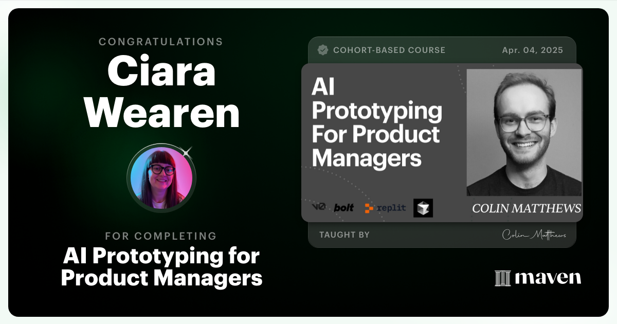 Certificate of Completion for AI Prototyping for Product Managers
