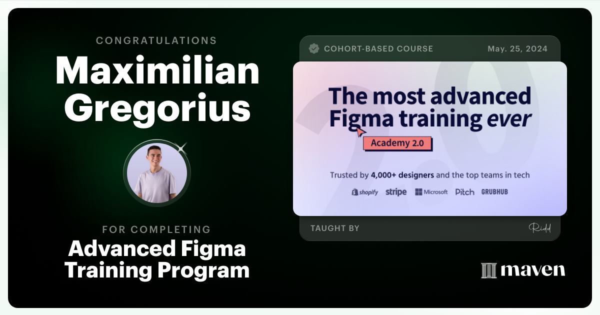 Certificate of Completion for Advanced Figma Training Program
