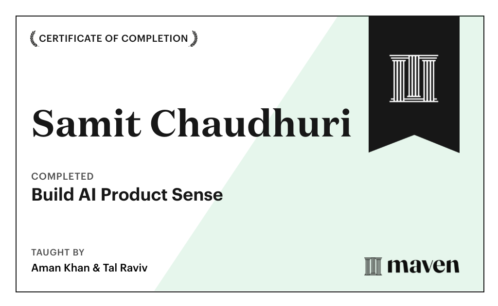 Certificate for Build AI Product Sense