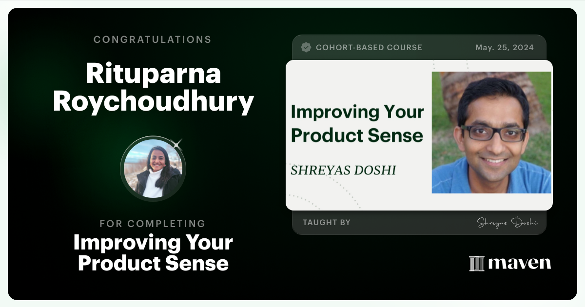 Certificate of Completion for World-class Product Sense in Practice