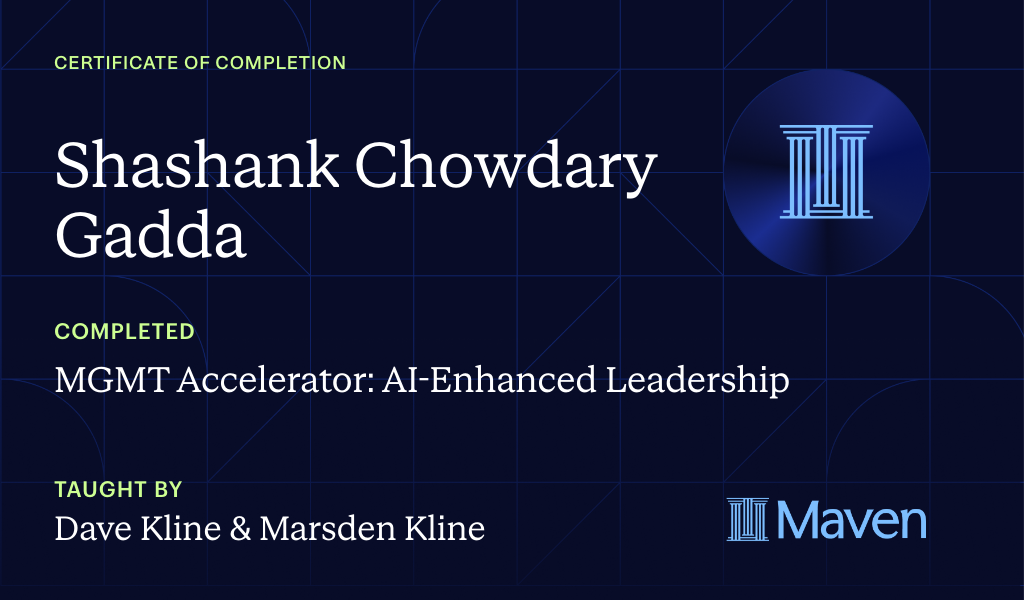 Certificate for MGMT Accelerator: AI-Enhanced Leadership