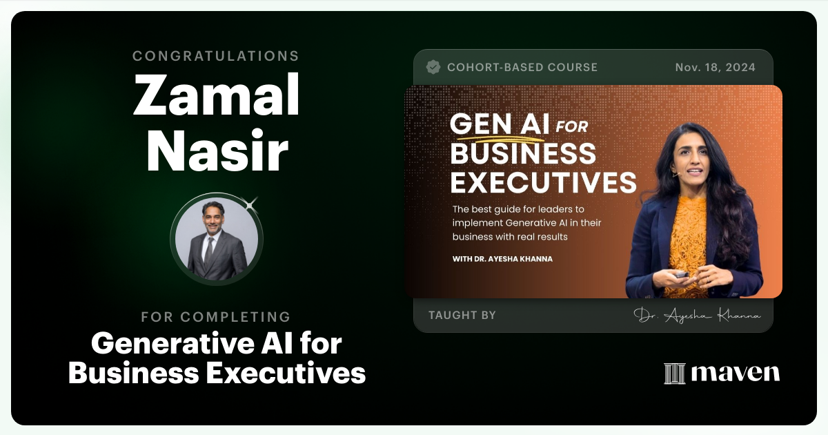 Certificate of Completion for Generative AI for Business Executives