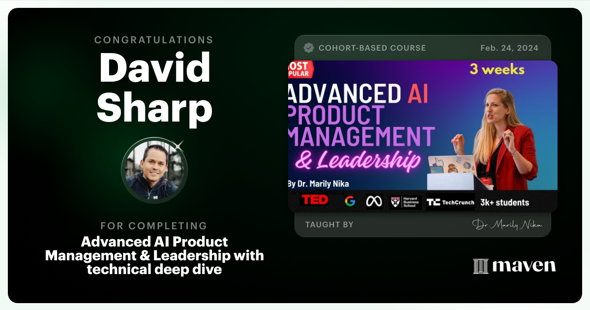Certificate of Completion for Advanced AI Product Leadership Certification