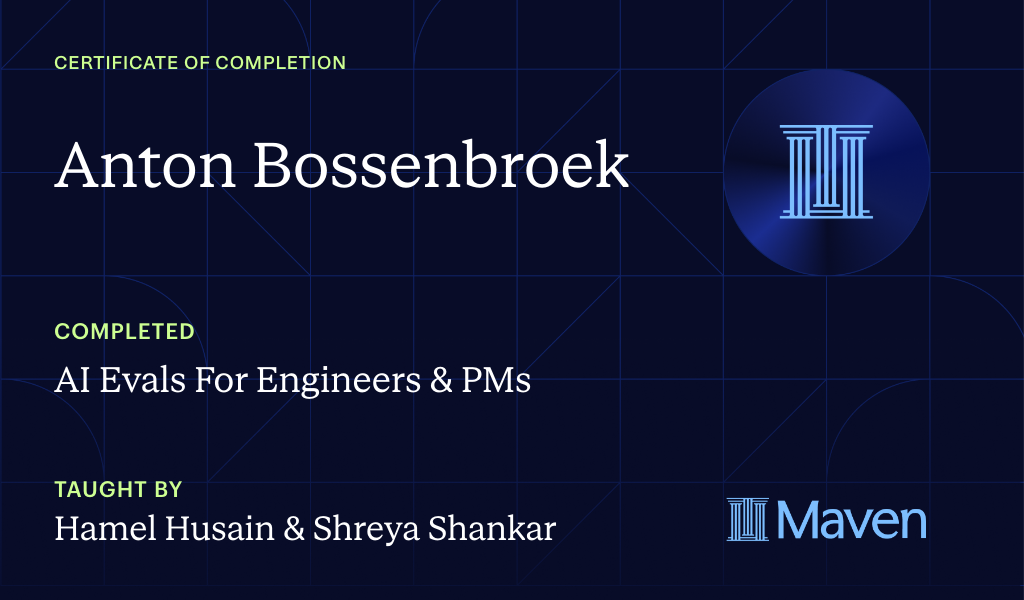 Certificate for AI Evals For Engineers & PMs
