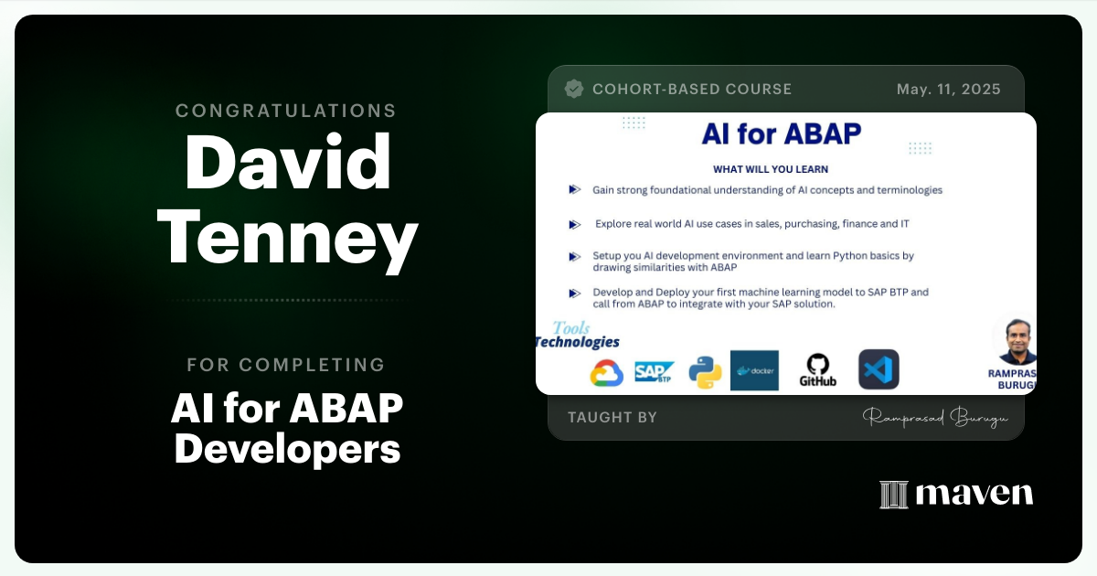 Certificate of Completion for AI for ABAP Developers