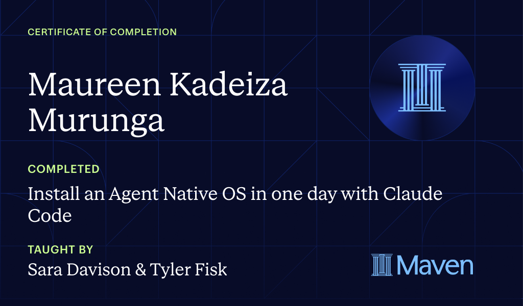 Certificate for Install an AI Agent Team + HQ in One Day with Claude Code (w/o Coding Skills)