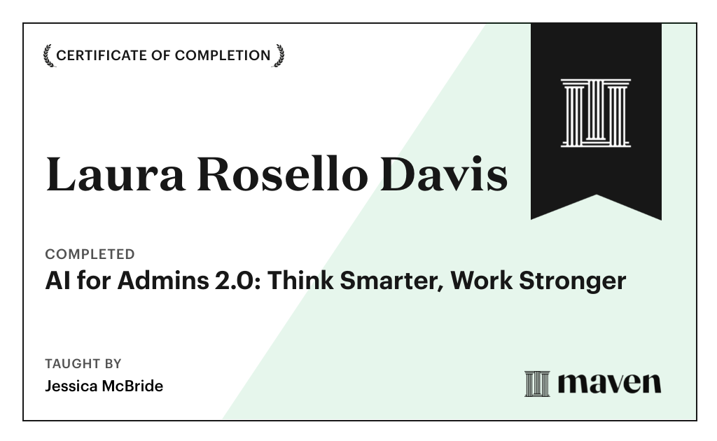 Certificate for AI for Admins 2.0: Think Smarter, Work Stronger