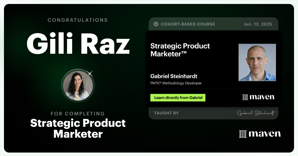 Certificate of Completion for Strategic Product Marketer™