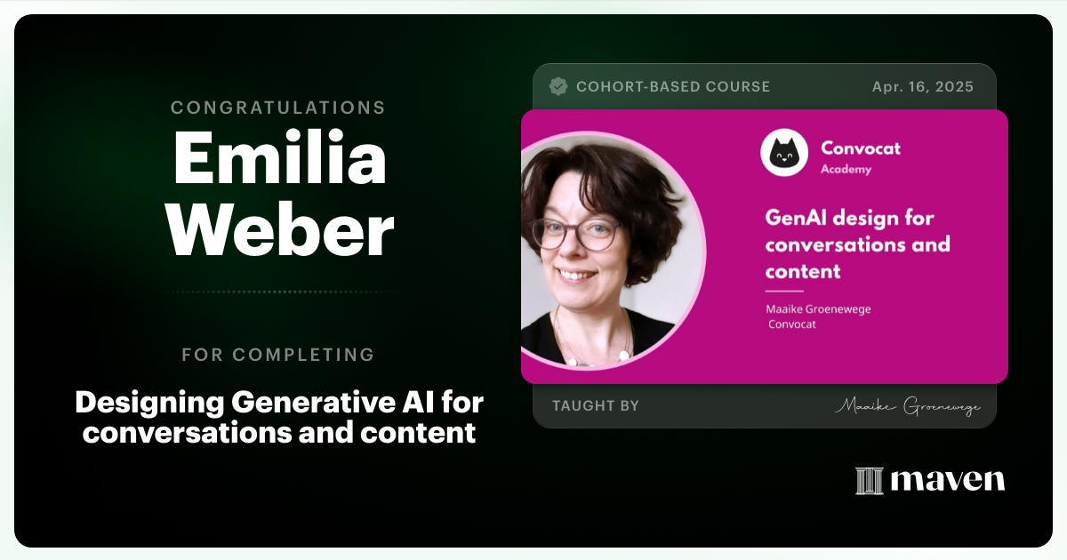 Certificate of Completion for Designing Generative AI for conversations and content