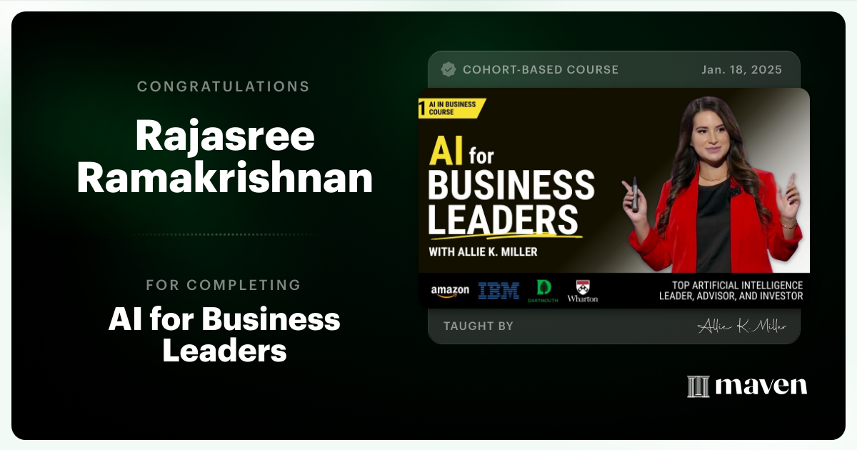Certificate of Completion for AI for Business Leaders