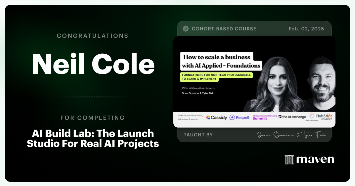 Certificate of Completion for Master Market-Ready Agentic AI Workflows: Step-by-Step, No Code Required