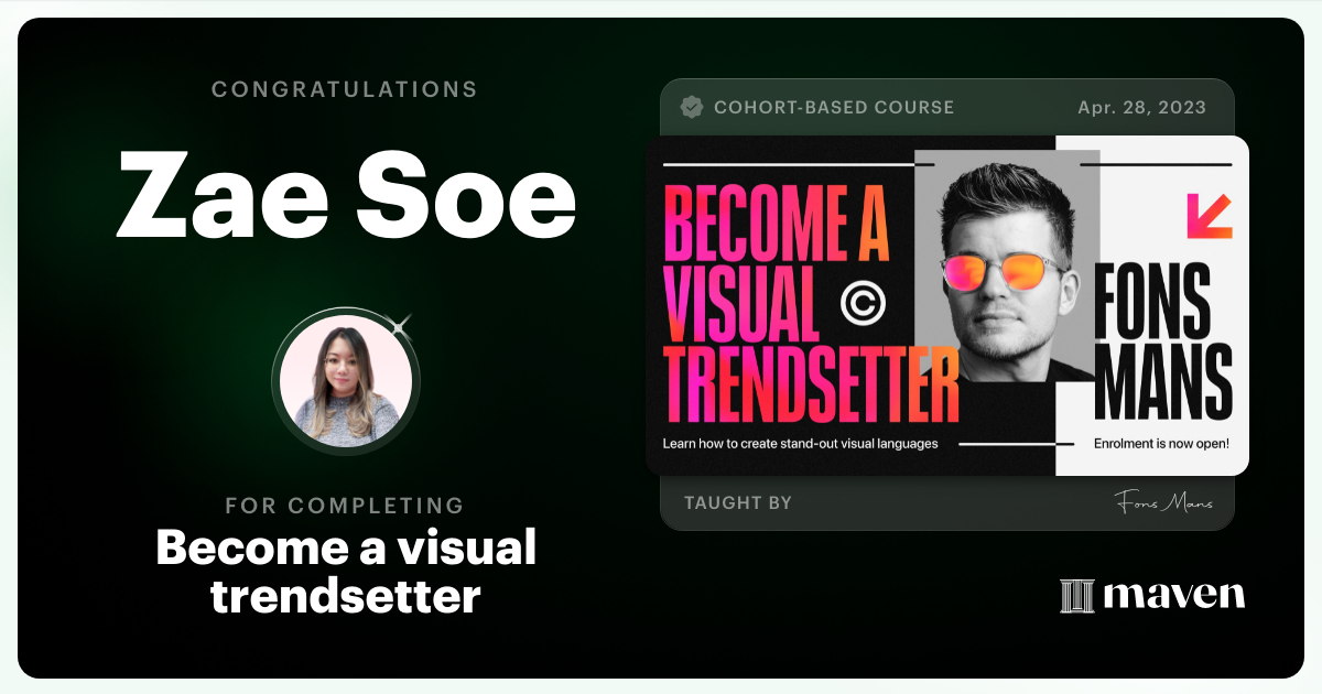 Certificate of Completion for Become a Visual Trendsetter