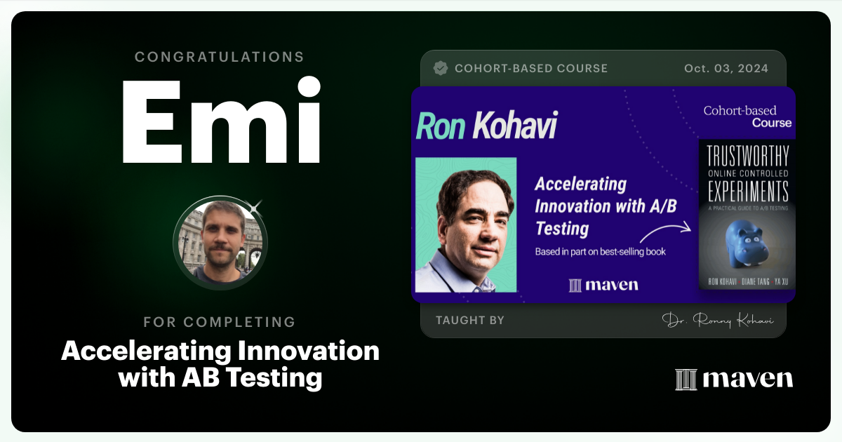 Certificate of Completion for Accelerating Innovation with A/B Testing