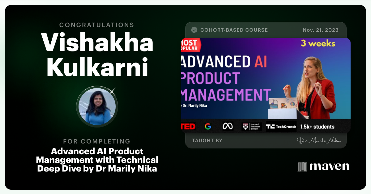 Certificate of Completion for Advanced AI Product Leadership Certification