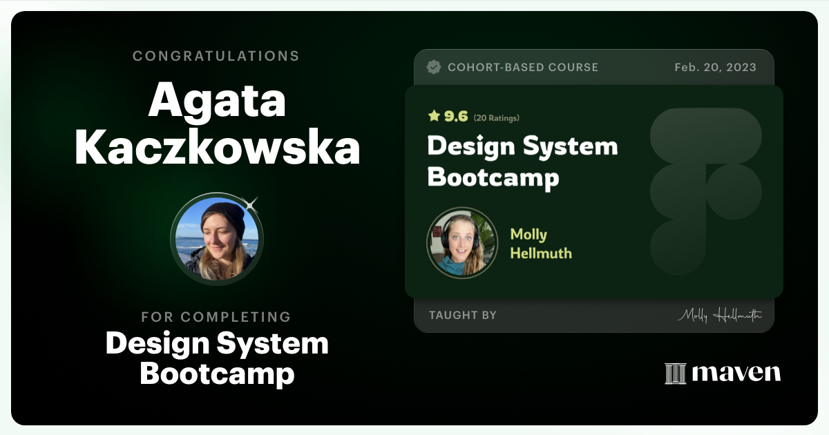 Certificate of Completion for Design System Bootcamp