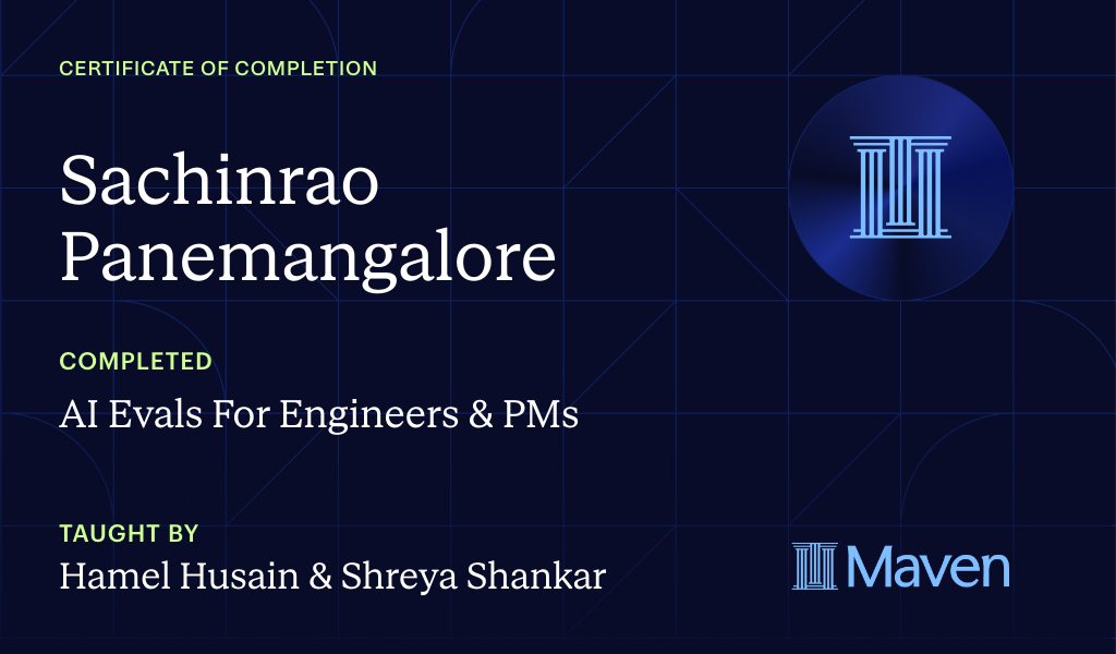 Certificate for AI Evals For Engineers & PMs
