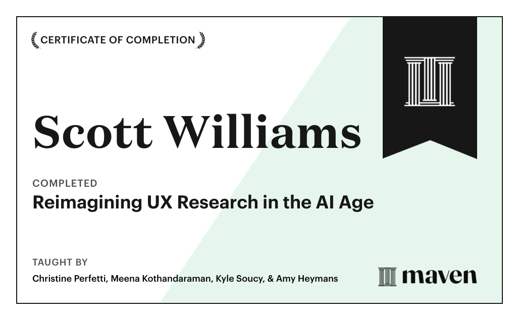 Certificate for Reimagining UX Research in the AI Age