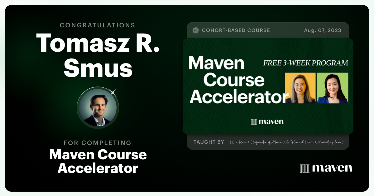 Certificate of Completion for Maven Course Accelerator