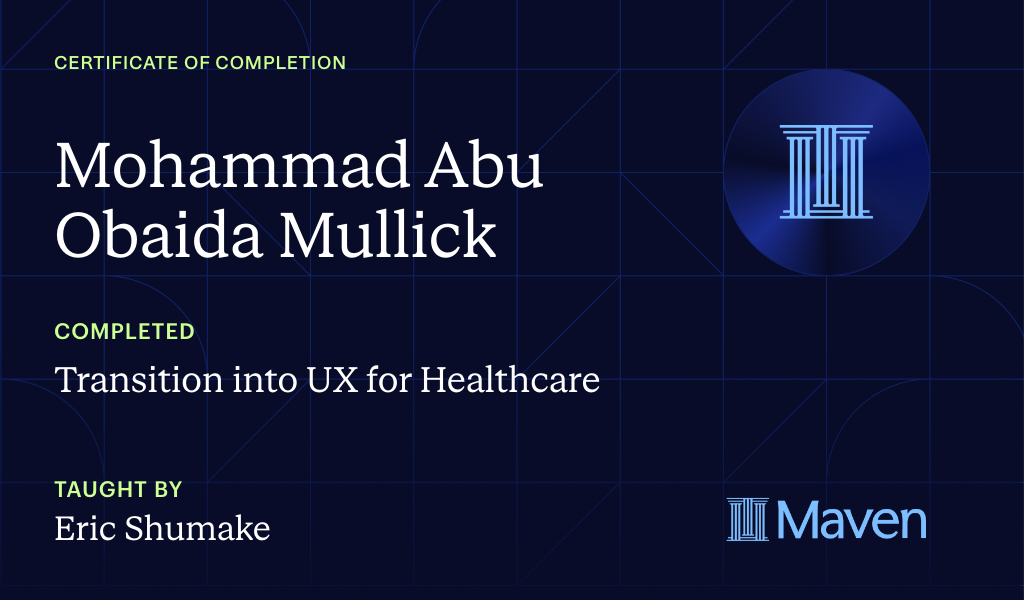 Certificate for Transition into UX for Healthcare