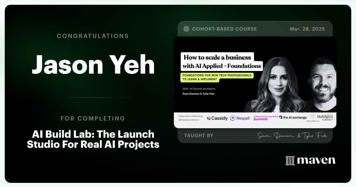 Certificate of Completion for Master Market-Ready Agentic AI Workflows: Step-by-Step, No Code Required