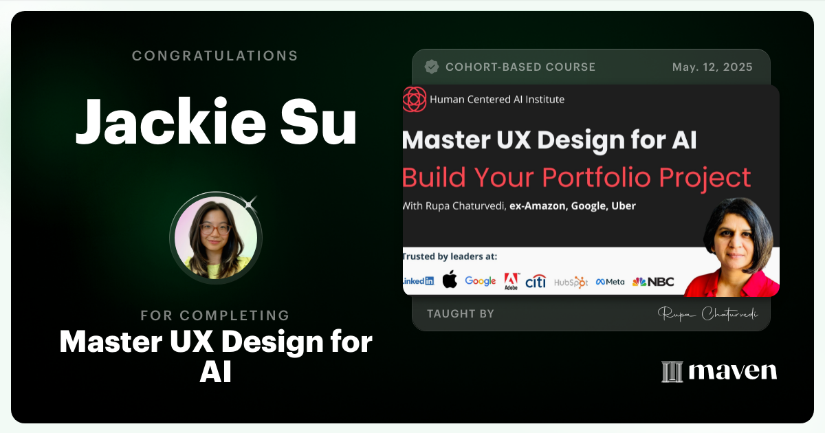 Certificate of Completion for Master UX Design for AI