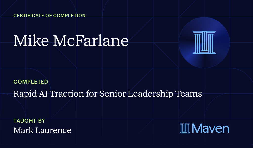 Certificate for Rapid AI Traction for Senior Leadership Teams