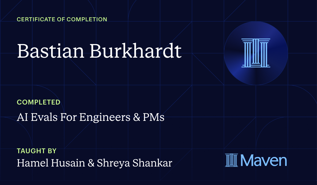 Certificate for AI Evals For Engineers & PMs