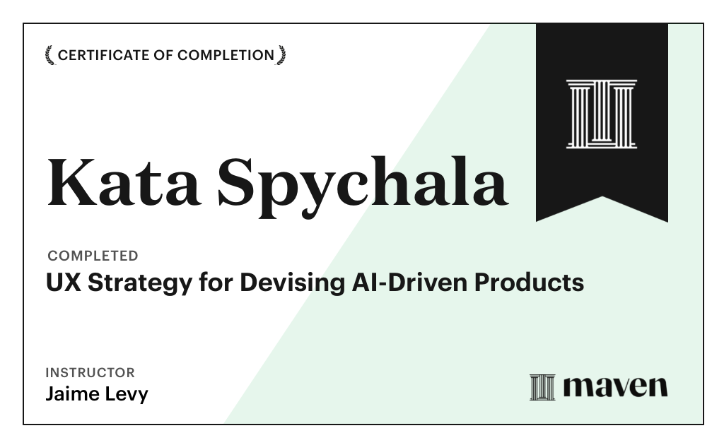 Certificate for UX Strategy for Devising AI-Driven Products