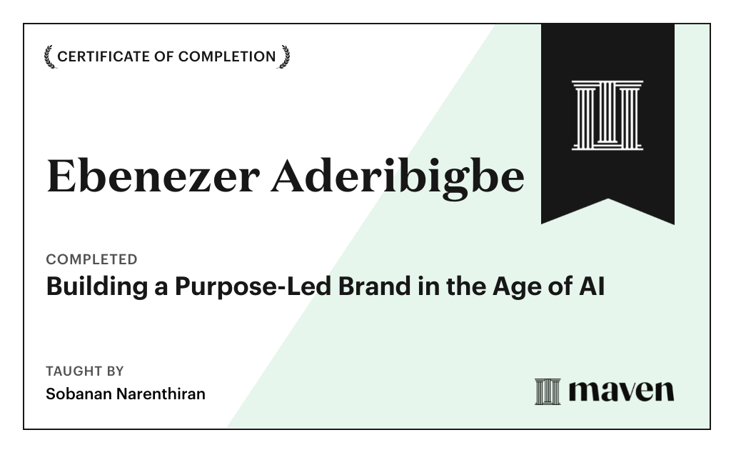 Certificate for Build an AI-Driven Purpose-Led Brand