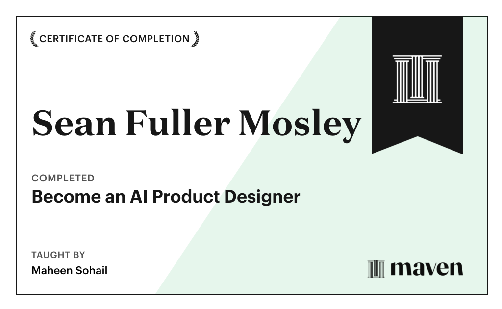 Certificate for Become an AI Product Designer