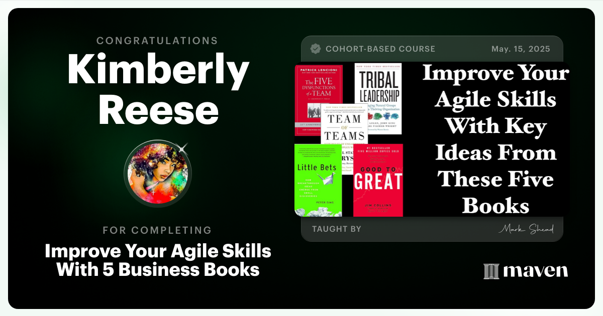 Certificate of Completion for Improve Your Agile Skills With 5 Business Books