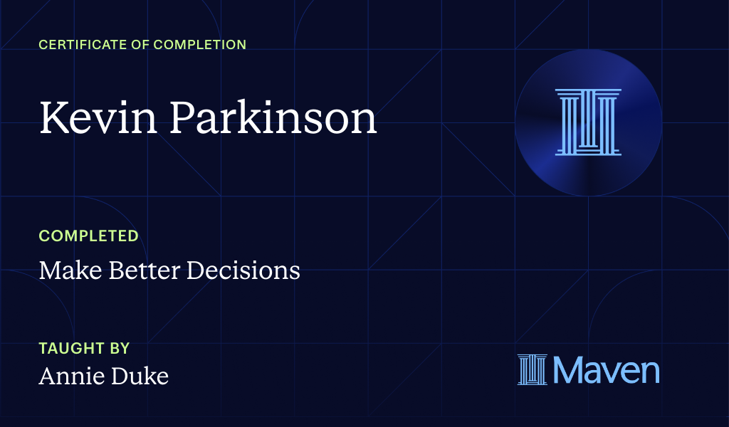 Certificate for Make Better Decisions