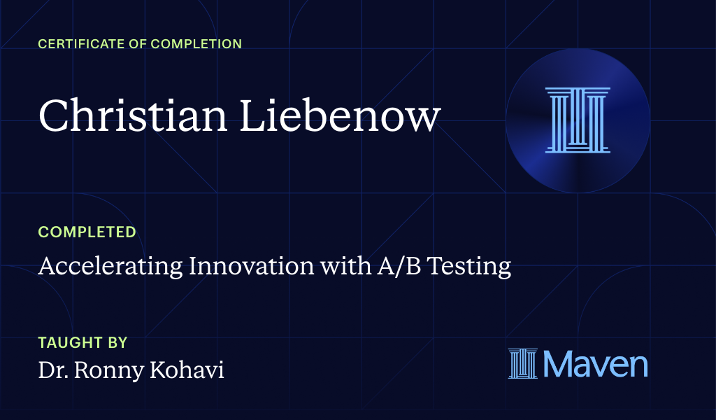 Certificate for Accelerating Innovation with A/B Testing