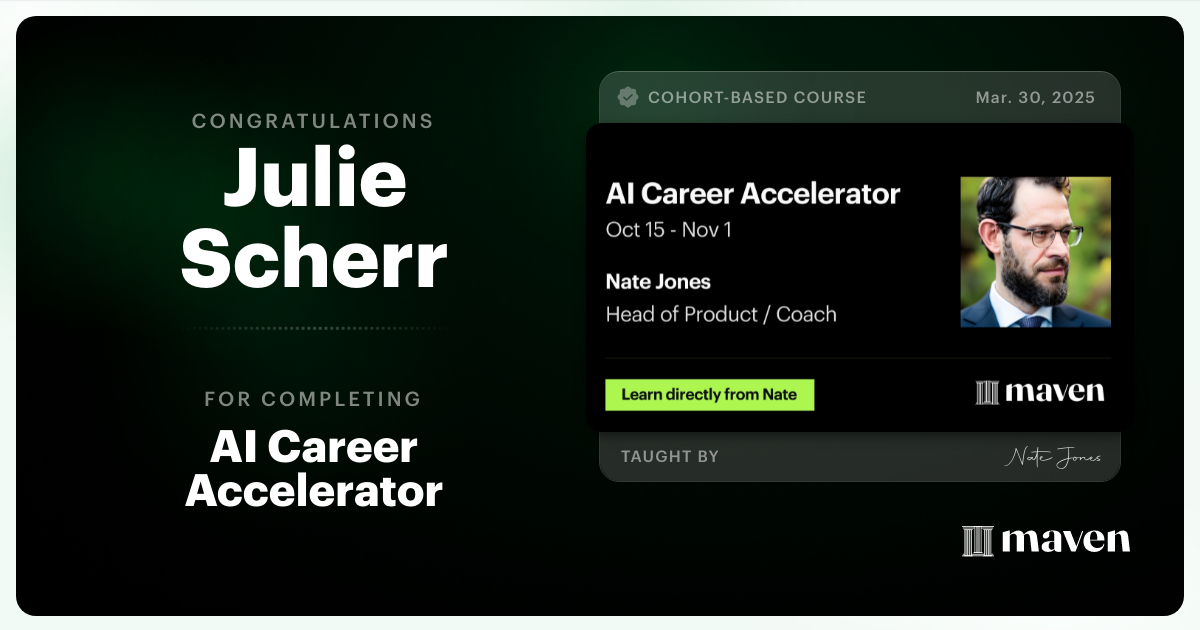 Certificate of Completion for AI Career Accelerator