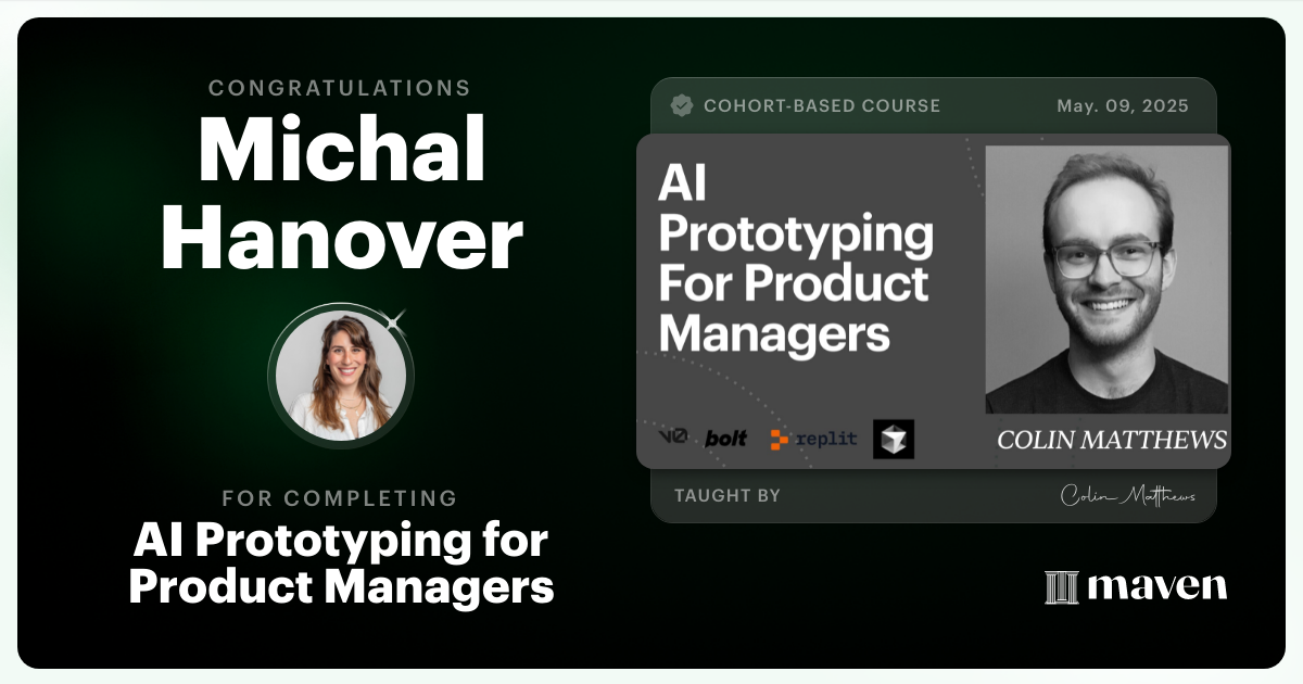 Certificate of Completion for AI Prototyping for Product Managers