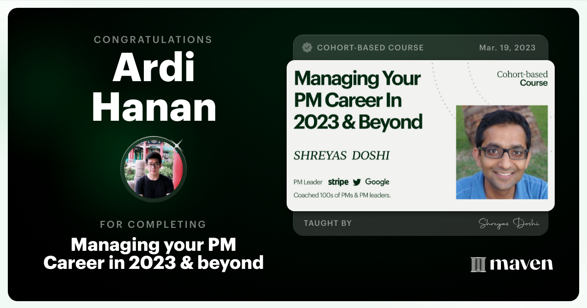 Certificate of Completion for Managing your PM Career in 2025 and beyond