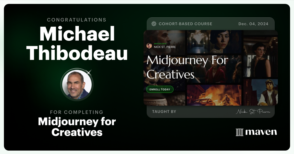 Certificate of Completion for Midjourney for Creatives