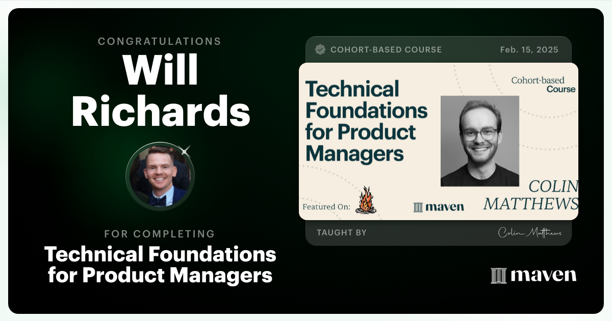 Certificate of Completion for Technical Foundations for Product Managers