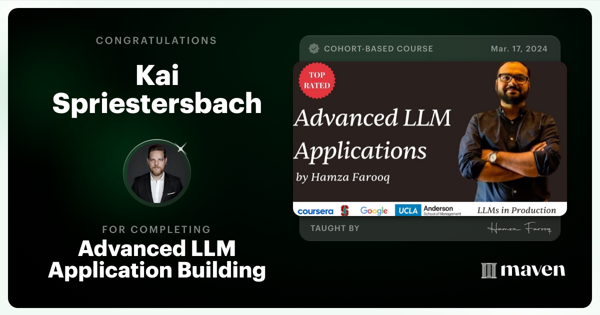 Certificate of Completion for Agent Engineering Bootcamp: Developers Edition