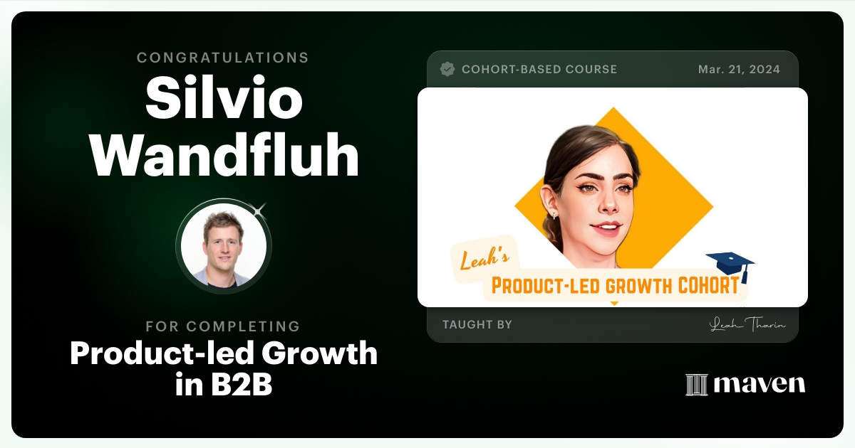 Certificate of Completion for Product-led Growth in B2B