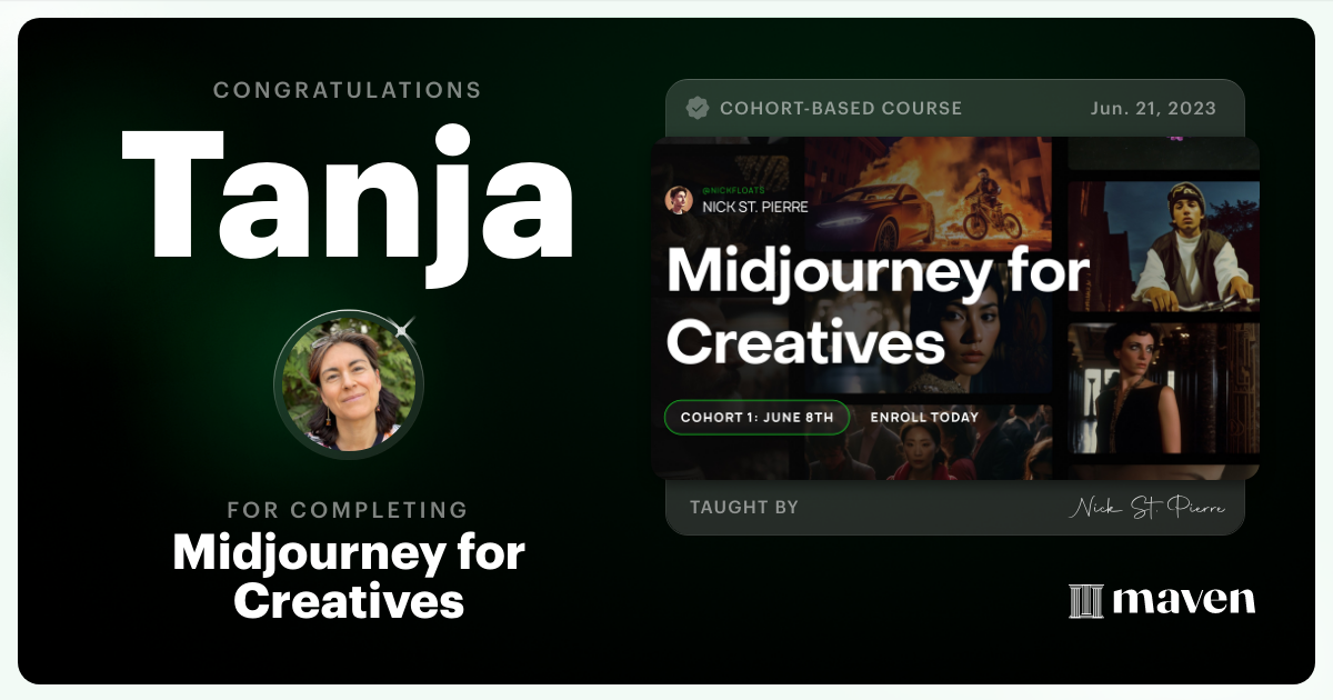 Certificate of Completion for Midjourney for Creatives