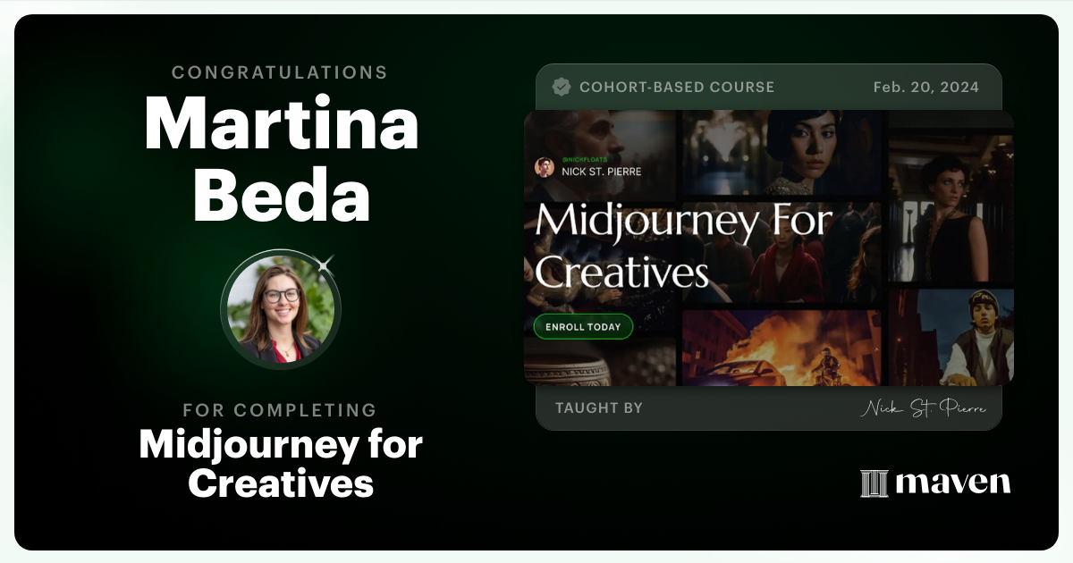 Certificate of Completion for Midjourney for Creatives