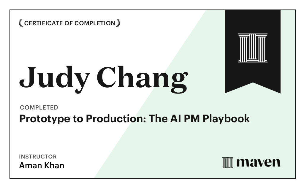 Certificate for Prototype to Production: The AI PM Playbook